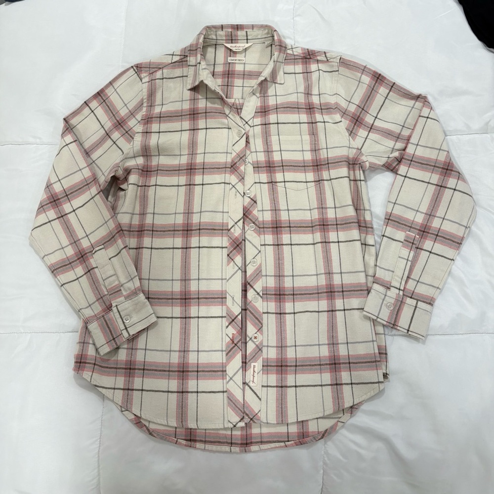 Weatherproof Beige and Pink Plaid Men's Shirt